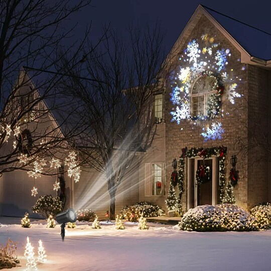 Christmas Snowflake Projector Outdoor LED Moving Snowfall Laser Light Landscape